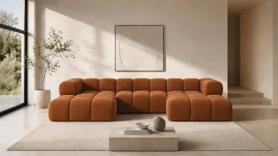 Produktbild von Kaiser Möbel Ecksofa U-Form, Veloursstoff Bluvel, Zimtfarbe, Averro U