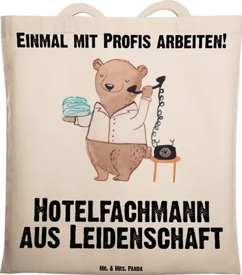 Produktbild von Mr. & Mrs. Panda Tote Bag Hotelfachmann Leidenschaft - Transparent - Geschenk, Tasche, Witzig, Ausbildung, umhängebeutel, Shopping, Laptoptasche, Lustig, Jutebeutel