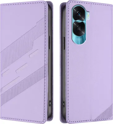 Produktbild von Hülle für Honor 90 Lite, Kunstleder Brieftaschen Handyhülle mit Kartenfach und Standfunktion Violett