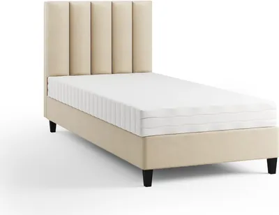 Produktbild von Boxspringbett Polsterbett Einzelbett KONGO ohne Matratze 100 x 200 cm Bett Schlafzimmer Jugendbett Kinderbett Hotelzimmer (Paris 121 - beige)