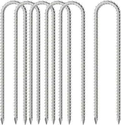 Imagen del producto de Varillas para trampolín de 30 cm, galvanizadas, 6 unidades, en forma de U, para tiendas de campaña y jardines