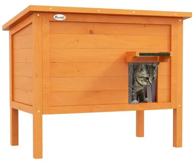 Obrázek produktu pro Venkovní kočičí bouda | Barva: Oranžová | Rozměry: 50 x 85 x 68,5 cm
