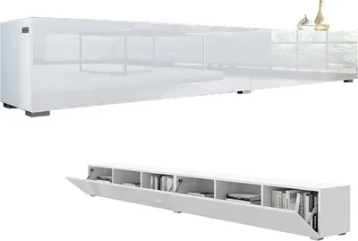 Produktbild von PLATAN ROOM Fernsehschrank TV-Lowboard 280 cm (2x140) In Weiß Hängend Oder Stehend Hochglanz