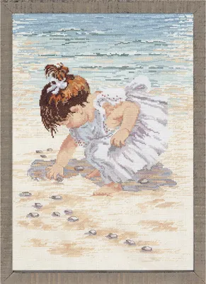 Imagen del producto de Janlynn kit de punto de cruz contado "Collecting Shells", 30x40cm