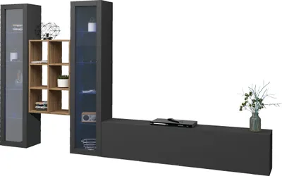Produktbild von Wohnwand >Benevent< (4-teilig) in Anthrazit matt - 320x180x30 (BxHxT)