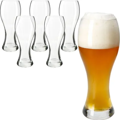 Obrázek produktu pro sada 6 sklenic na pšeničné pivo čirá 0,5 l pšeničná sklenice na pivo klasická sklenice na pivo Hefeweizen