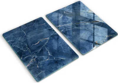 Produktbild von Glasschneideplatte - Herdabdeckplatte - 2x40x52 cm -Schneidebrett - Spritzschutz - Stein Textur Marmor