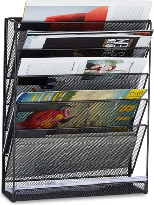 Image de Support mural pour journaux et magazines, noir RD2508