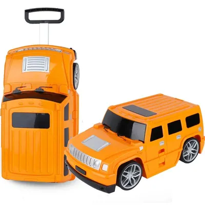 Image de Valise de voyage pour enfants - Bagage à main avec roulettes - En ABS - Pour les enfants de 4 à 6 ans - Roulettes fixes - Poignée télescopique - Jaune