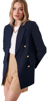 Productafbeelding van TRENDYOL Dames Trendyol Button Blazerjas, gedetailleerd, casual, marineblauw