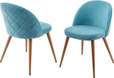 Produktbild von 2er-Set Esszimmerstuhl HWC-D53, Stuhl Küchenstuhl Retro 50er Jahre Design, Samt türkis