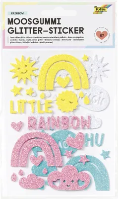Produktbild von folia Moosgummi Glitter-Sticker "Rainbow" 67 Stück
