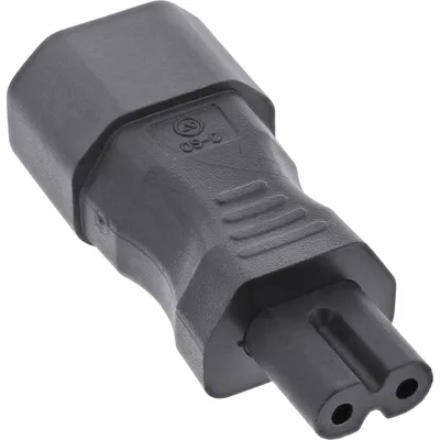 Produktbild von InLine Netzadapter IEC 60320 C14 / C7, 3pol. Kaltgeräte zu 2pol., C14, C7, 2,5 A, Schwarz, Stecker/Buchse, 30 mm