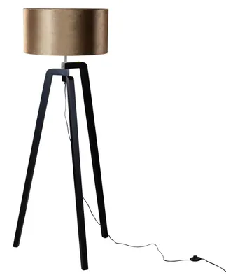 Produktbild von Stehleuchte Schwarz mit Samtschirm Bronze 50cm Puros