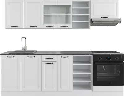 Obrázok produktu pre Kuchynský kút Vicco R-Line Biely vidiecky dom/Biely 240 cm , AP Antracit, Model 42429