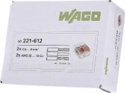 Obrázek produktu pro Wago COMPACT spojovací svorkovnice 2pólová s pákami, max. 6 mm², průhledná, balení, 50 ks.