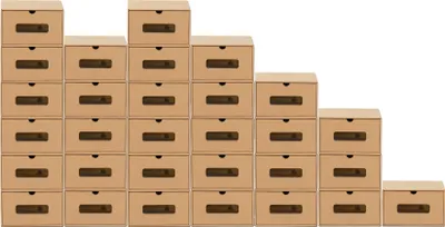 Produktbild von BigDean 30er Boxen-Set mit Sichtfenster & Schublade - Pappkarton aus Kraftpapier - Schuhbox Spielzeug-Box Aufbewahrung für Zubehör & Accessoires