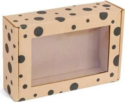 Obrázok produktu pre Dekoratívna darčeková krabička s okienkom KROPKI 280 x 180 x 80 mm