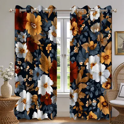 Verdunklungsvorhänge 117x183 cm, Blumenmuster, 2 Paneele