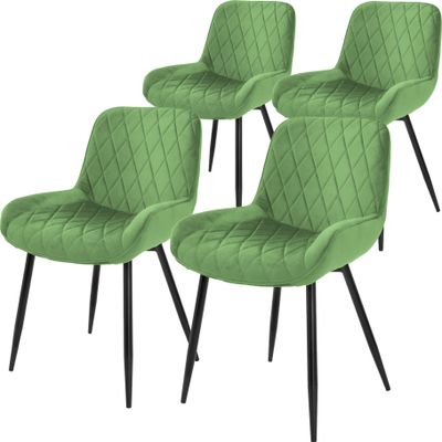 ML-Design sada 4 jídelních židlí s opěradlem a područkami, šalvěj, sametový sedák, čalouněná židle s kovovými nohami