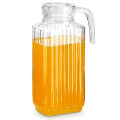 Imagen del producto de Dispensador de bebidas, agua, zumo, refrescos, de vidrio, estrecho, con tapa para refrigerador, 1,8 litros
