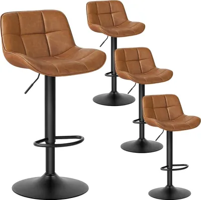 Produktbild von EUGAD Barhocker höhenverstellbar 360° drehbar, ergonomischer Hocker im Bar, Sitz 49x36 cm, Braun