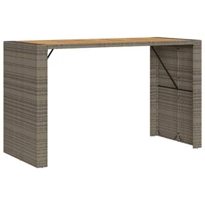 Produktbild von vidaXL Garten-Bartisch mit Holzplatte Grau 185x80x110 cm Polyrattan