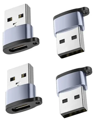 Image de INF Adaptateur USB-C femelle vers USB 2.0 mâle 4 pièces aluminium TPE Gris