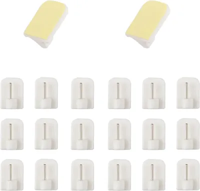 Produktbild von Pack von 20 Selbstklebenden Haken für Gardinenstangen, 2.8 x 1.8 cm, für Badezimmer