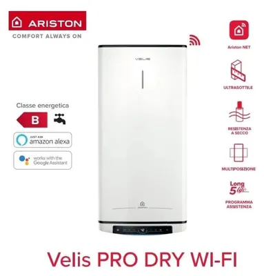 Zdjęcie produktu dla Elektryczny podgrzewacz wody Ariston Velis Pro Dry 100 litrów WiFi z podwójnym zbiornikiem