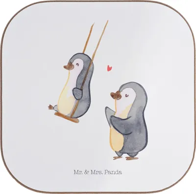 Produktbild von Mr. & Mrs. Panda Untersetzer für Gläser Pinguin Oma schaukeln - Weiß - Geschenk, Coaster, Muttertag, gläseruntersetzer, Tischuntersetzer, Omi, Tassenuntersetzer, Tasse