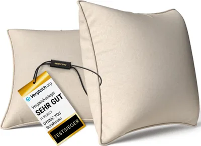 Produktbild von DYNMC you Modernes Sofakissen Set 40x40 mit weichem -Baumwoll-Bezug - Bequemes Dekokissen mit mittelharter Füllung - Perfekt als dekoratives Rückenkissen - Premium Couchkissen Beige