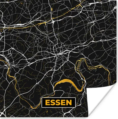 Produktbild von MuchoWow® Poster Essen - Gold - Stadtplan - Karte - Deutschland 75x75 cm - Wand Dekoration