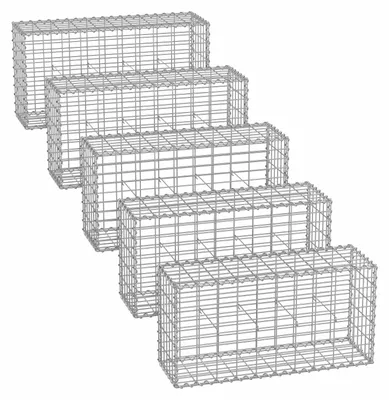 Obrázek produktu pro Gabionová stěna – stříbrný drátěný košík – zahradní zeď – pozinkovaná ocel – 100 x 50 x 30 cm