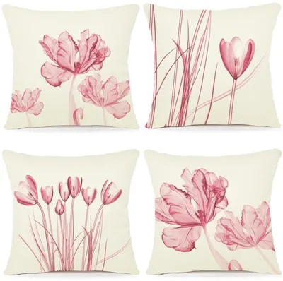 Obrázok produktu pre Sada 4 obliečok na vankúše Unyqoos ® s kvetinovým vzorom, rozmery 40 x 40 cm, vhodné do interiéru aj exteriéru, odolné a prateľné