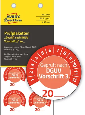 Immagine prodotto di AVERY Zweckform 7907 80 AVERY Zweckform Prüfplaketten 7907 rot