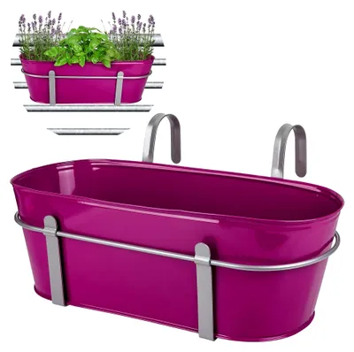 Produktbild von 3 Stück Hänge - Töpfe/Blumentöpfe/Balkonkästen Farbwahl Ø 50 cm - mit Haken - Metall - pink/Purpur/violett/rosa - lila - oval - länglich - Hän..