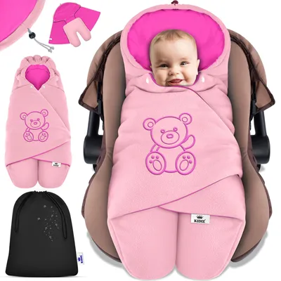 Produktbild von KIDIZ® Baby Einschlagdecke Babyschale Winter Herbst Babydecke mit Kapuze & Tasche Universal Fußsack kompatibel mit Maxi-Cosi, Römer, Buggy, Kinderwagen & Autositz isolierend gegen Wind, Nässe & Kälte