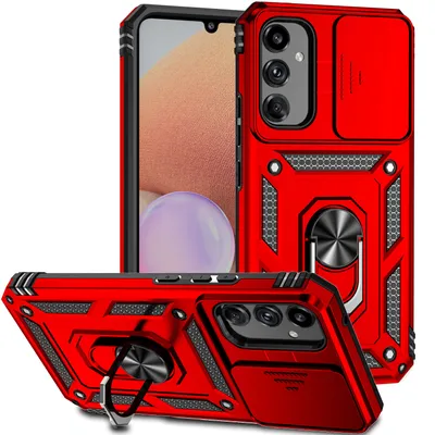 Obrázek produktu pro Pouzdro pro Samsung Galaxy A34 dvouvrstvé pouzdro s posuvným krytem kamery a prstencovým stojánkem červené