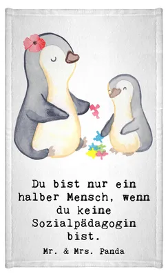 Produktbild von Mr. & Mrs. Panda Handtuch Sozialpädagogin Herz - Weiß - Geschenk, Klein, Frotteetuch, Gäste-WC, Mini-Handtuch, Gästehandtuch Bunt