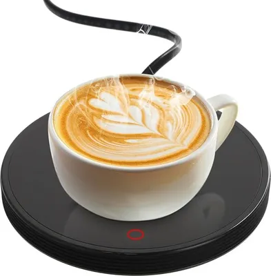 Produktbild von Intelligenter Tassenwärmer Heizplatte Auto-Aus, Kaffeetassenwärmer, Elektrisch Beheizter Untersetzer Bis zu 55℃, Elektrischer Getränkewärmer für Schreibtisch Zuhause Büro (Schwarz)