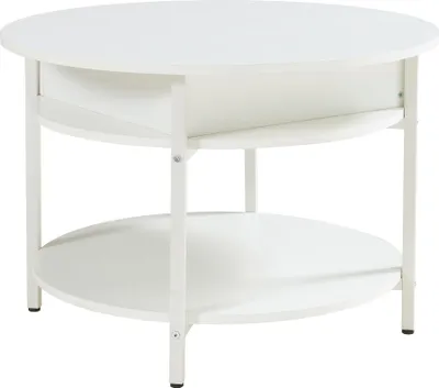 Obrázek produktu pro Konferenční stolek "Kandas" se zvedací kulatou deskou 70 x 49 cm ocelový rám bílý