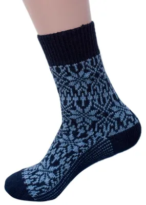 Zdjęcie produktu dla Skarpety z wełny merino z wzorem gwiazd - 100% wełna - granatowy/niebieski