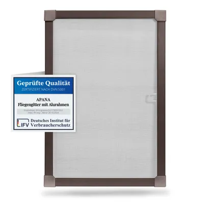 Produktbild von Fliegengitter Insektenschutz Fenster Alu Rahmen nach auf Maß ohne Bohren Bausatz,Farbe:braun (RAL8017),Größe (Breite x Höhe):100 x 120 cm