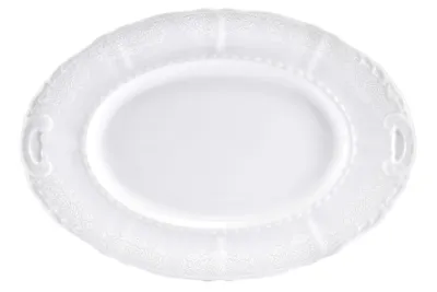 Zdjęcie produktu dla Owalna miska, 36 cm, czeska porcelana, Sonata, biała koronka, Leander