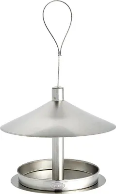Produktbild von Famanu Vogelhaus Futterstation aus Edelstahl mit Aufhängeschnur - Silber