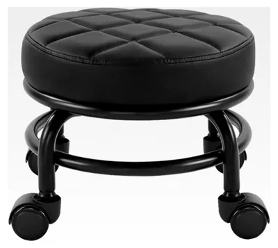 Produktbild von Rollhocker aus Kunstleder mit Universal-Rollen für Fitness und Pediküre, Höhe: 25,5 cm (Schwarz)