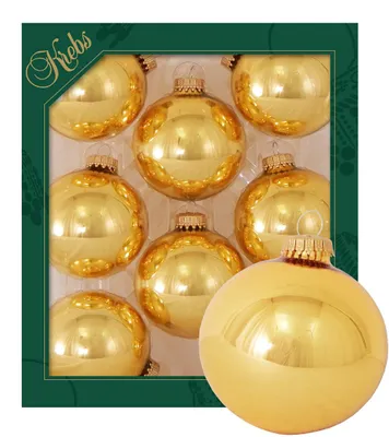 Produktbild von Krebs Glas Lauscha Kugeln im 8er Set - Gold glänzend - Christbaumschmuck aus Glas - Unifarbende Kugeln - Größe: 7cm - 90251