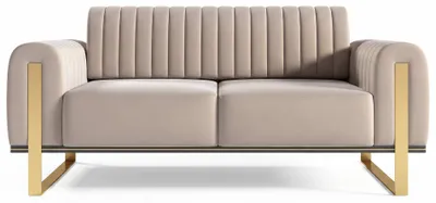 Produktbild von Selsey Parissa - Sofa, Samt Hellbeige goldene Füße, 164 cm