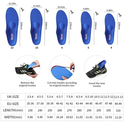 Produktbild von Orthopädische Einlegesohlen, Unterstützung bei Plattfüßen, Größe 38-47, für Fußschmerzen